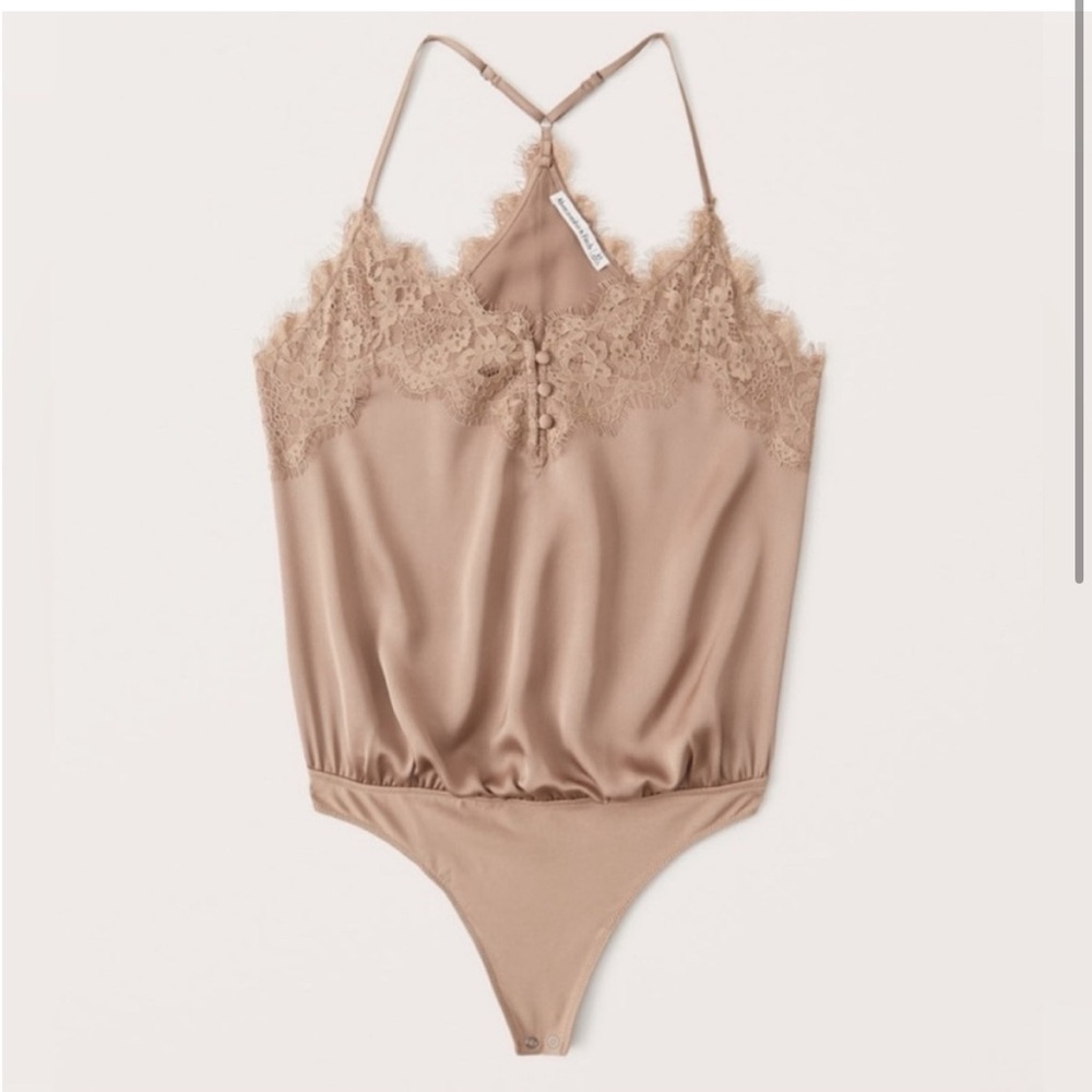 Abercrombie Lace Trim Satin Bodysuit XS